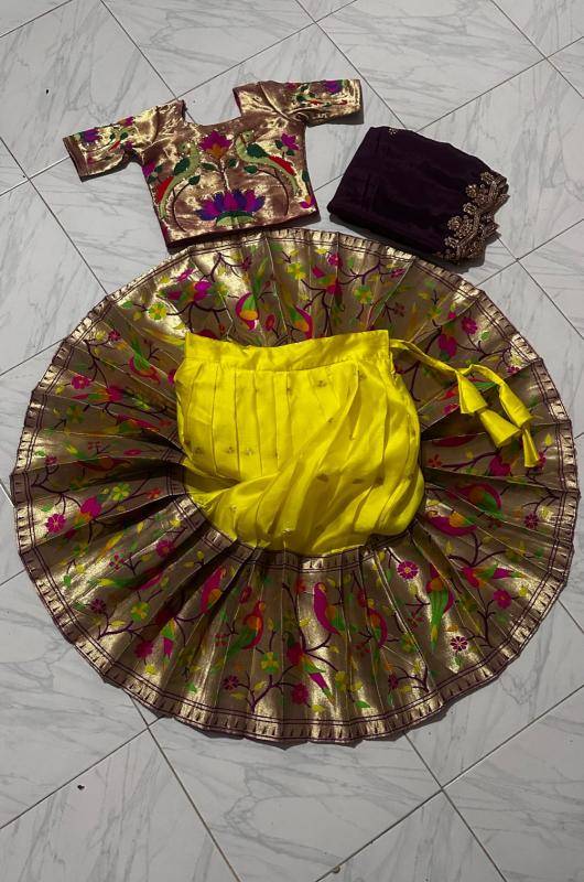 NEW LAUNCING KIDS LEHENGA CHOLI paithani silk Online shopping for kids wear in Ahmedabad